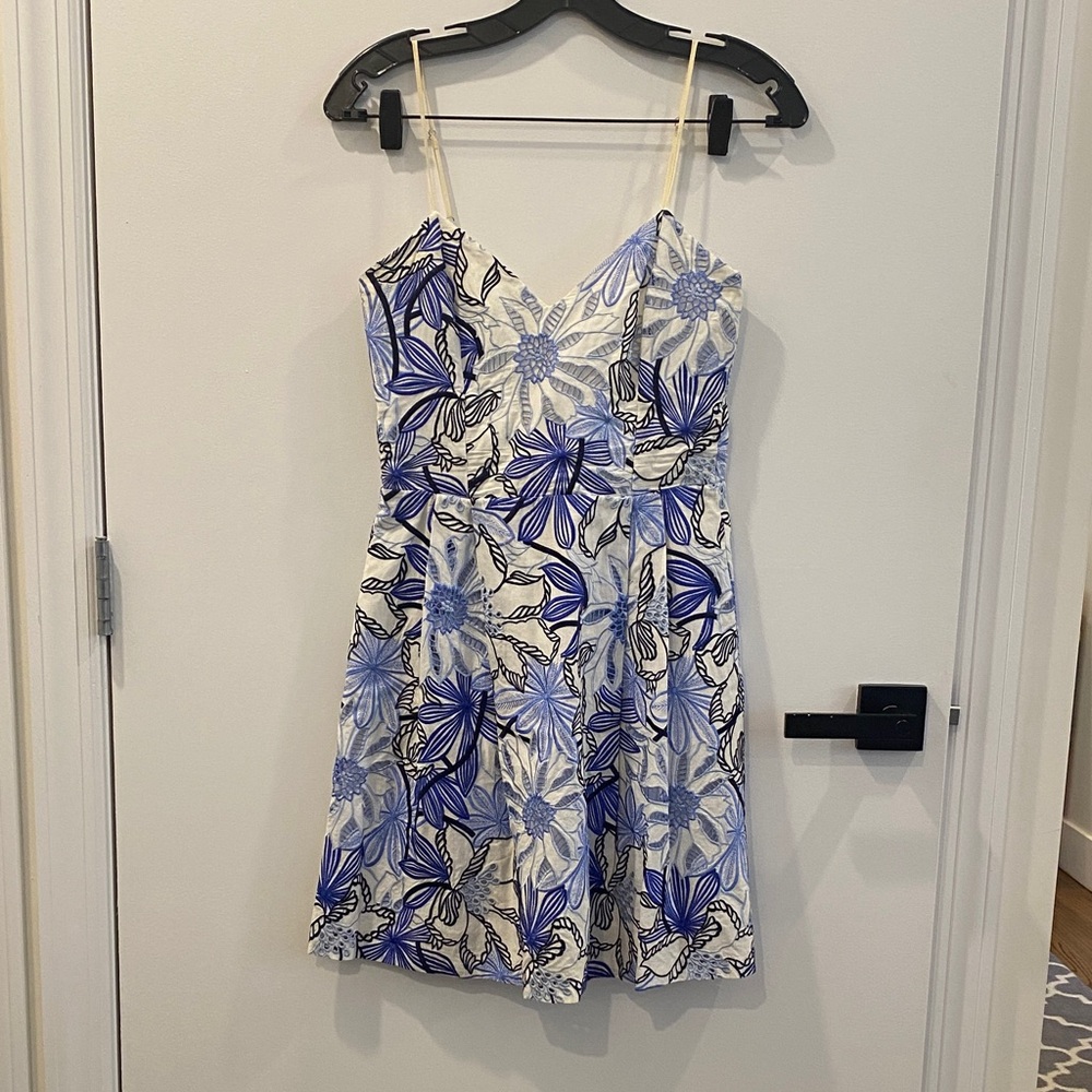 Parker Blue and White Floral Mini Dress